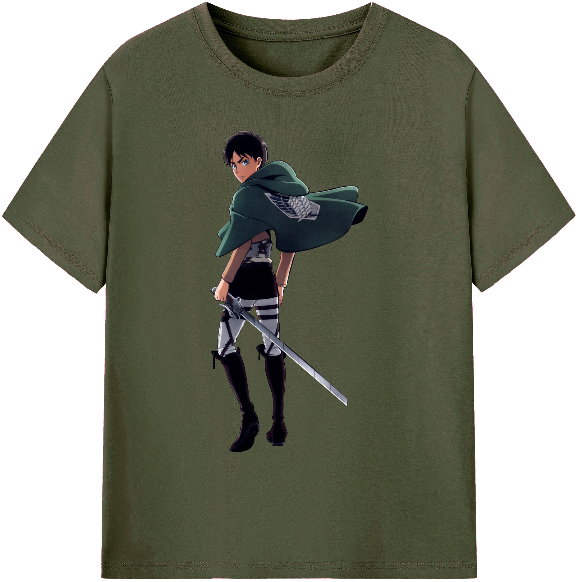 （画像用） 進撃の巨人 エレン･イェーガー Attack on Titan Eren Jäger 綿100％ メンズ半袖Tシャツ｜肌触りやわらか＆通気性